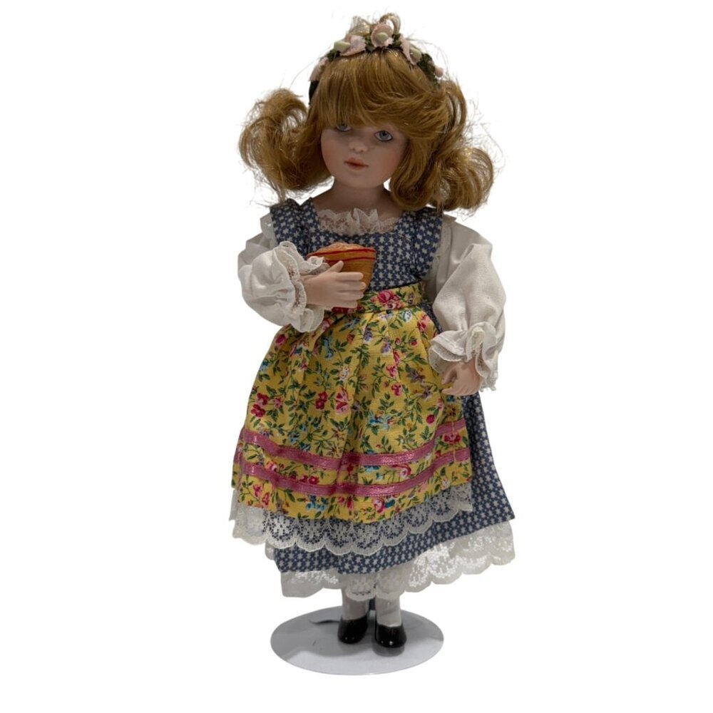 Danbury Mint Goldilocks Porcelain Doll Storybook Collection Bowl‎ Stand Box 8.5"